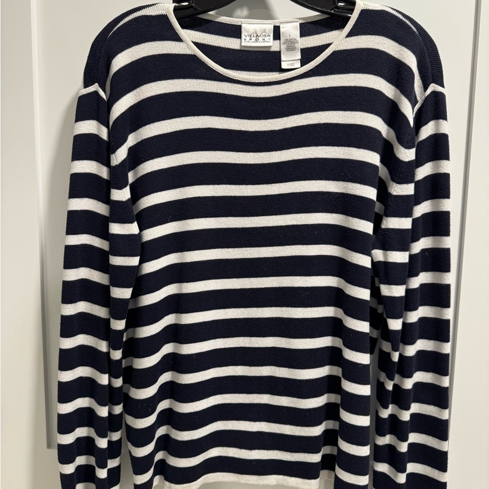 Villager Sport Navy and White Sweater